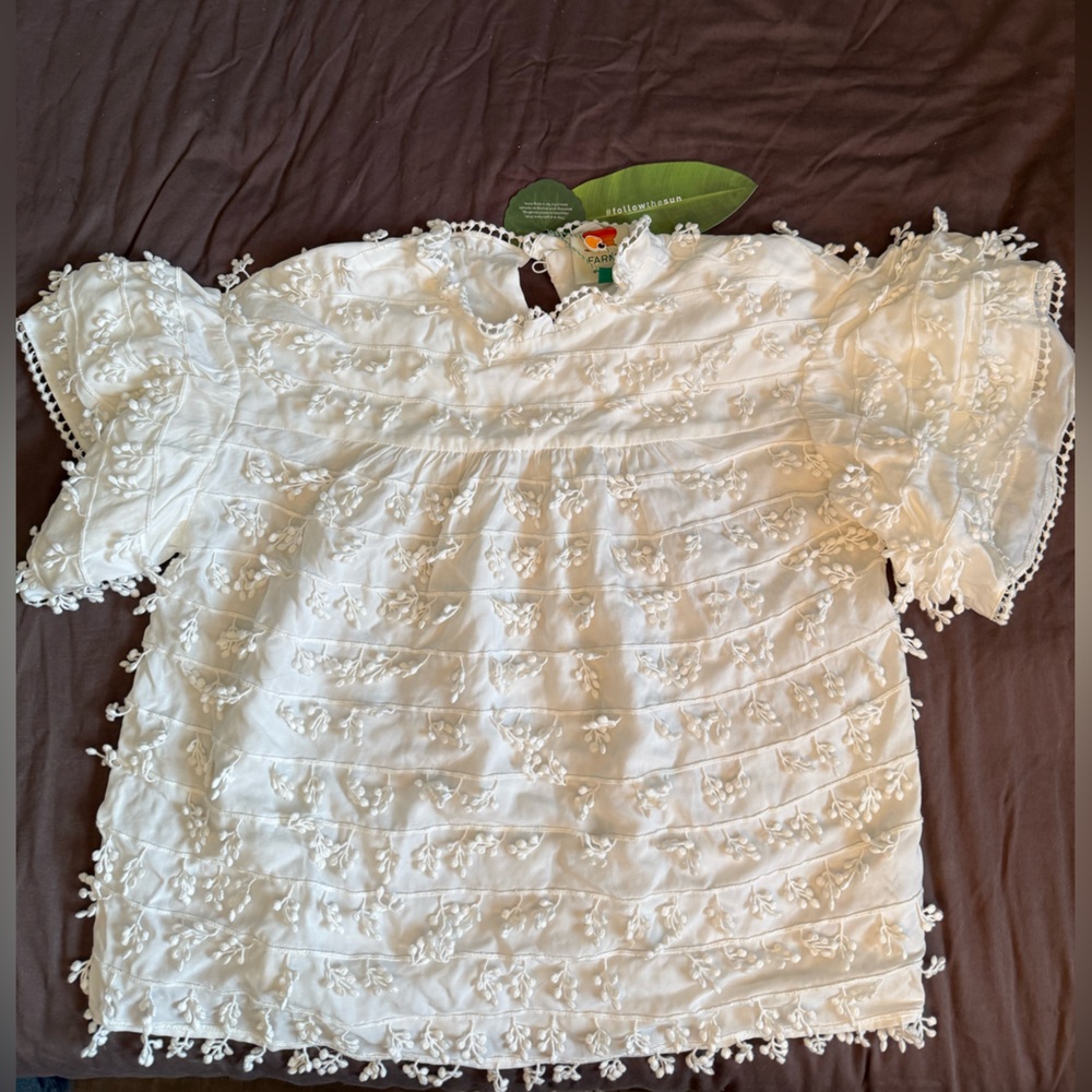 FARM Rio White embellished top